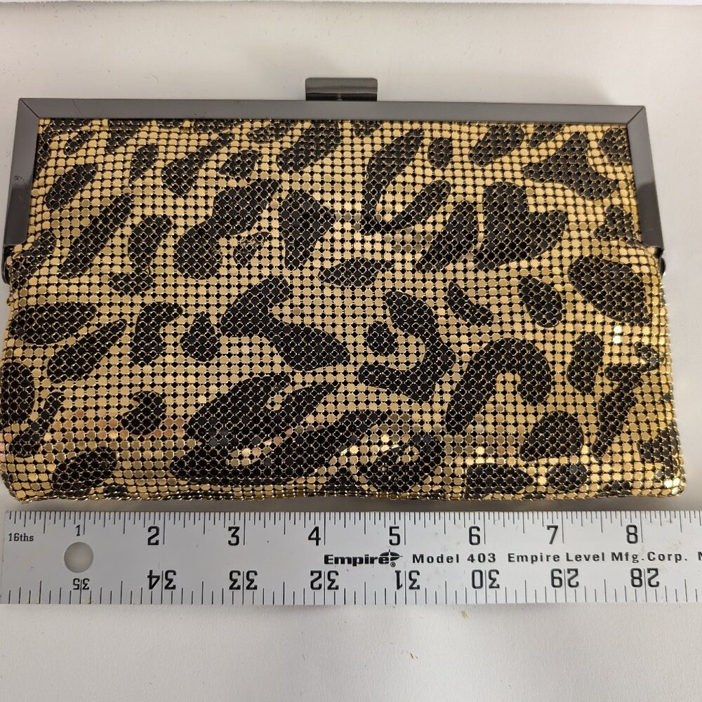 Gold and Gun Metal Leopard Metal Mesh Wallet Clutch MINT - Removable Chain Strap